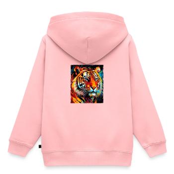 Tiger Porträt - Kinder Premium Organic Hoodie - Rosa - Hinten - AI Model Kid Female (0cm)