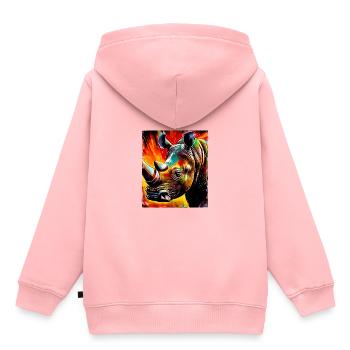 Nashorn Porträt - Kinder Premium Organic Hoodie - Rosa - Hinten - AI Model Kid Female (0cm)