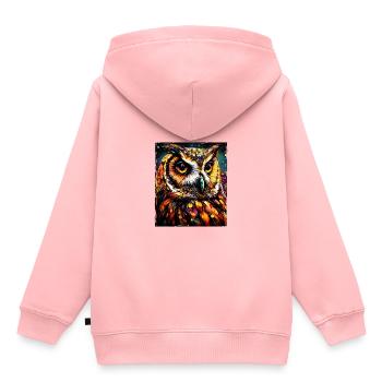 Eule Porträt - Kinder Premium Organic Hoodie - Rosa - Hinten - AI Model Kid Female (0cm)