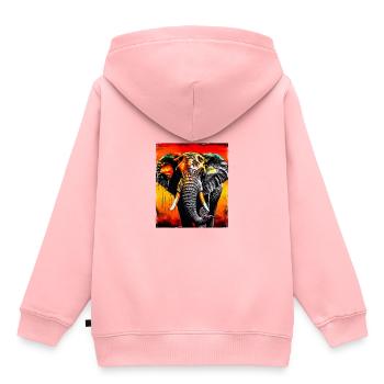 Portrait d’éléphant - Sweat Premium à capuche enfant bio - rose - Dos - AI Model Kid Female (0cm)