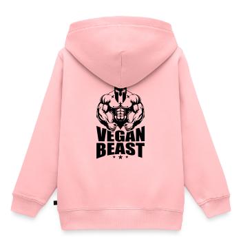 Bête végétalienne spartiate - Sweat Premium à capuche enfant bio - rose - Dos - AI Model Kid Female (0cm)