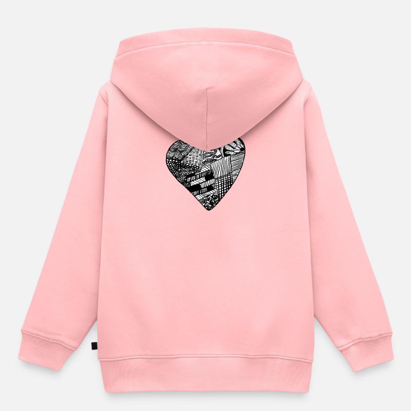 Doodle coeur - Sweat Premium à capuche enfant bio - rose