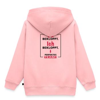 Du bekloppt - Ich bekloppt - perfektes Team - 2fgb - Kinder Premium Organic Hoodie - Rosa - Hinten - AI Model Kid Female (0cm)