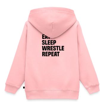 Lutte Lutte Cadeau de lutteur lutteur - Sweat Premium à capuche enfant bio - rose - Dos - AI Model Kid Female (0cm)