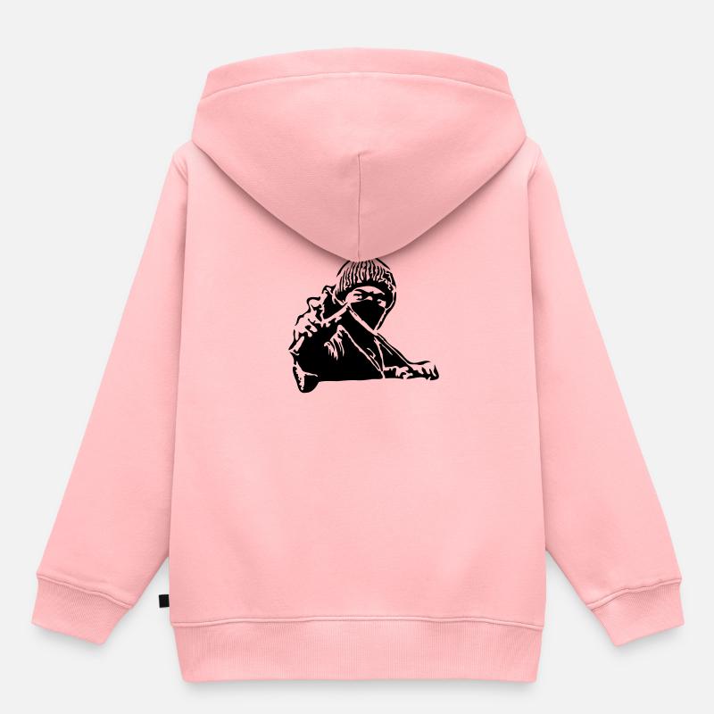 Un manifestant de la lance-pierre - Sweat Premium à capuche enfant bio - rose