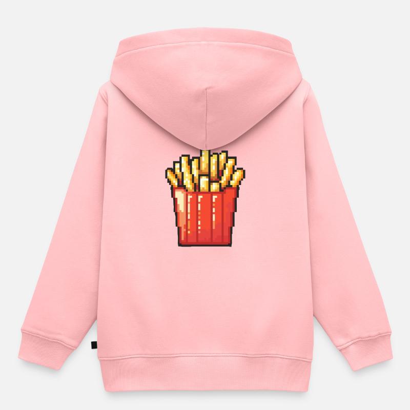 Frites Pixel Gamer - Sweat Premium à capuche enfant bio - rose