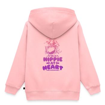 Hippie spielt Schlagzeug - Kinder Premium Organic Hoodie - Rosa - Hinten - AI Model Kid Female (0cm)