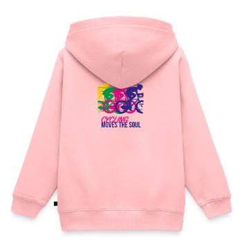 Le vélo bouge l'âme. - Sweat Premium à capuche enfant bio - rose - Dos - AI Model Kid Female (0cm)