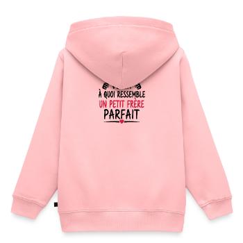 petit frère parfait - Sweat Premium à capuche enfant bio - rose - Dos - AI Model Kid Female (0cm)