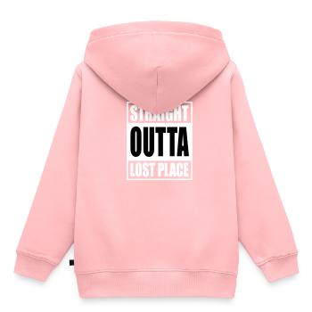 Straight Outta Lost Place - Kinder Premium Organic Hoodie - Rosa - Hinten - AI Model Kid Female (0cm)