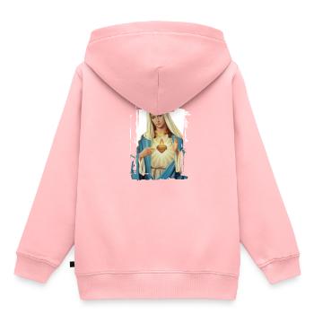 Holly Mary Maria Madonna Mariana Vierge Marie - Sweat Premium à capuche enfant bio - rose - Dos - AI Model Kid Female (0cm)