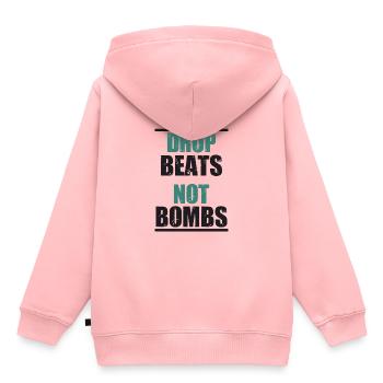 Drop beats not bombs party festival motif gift - Sweat Premium à capuche enfant bio - rose - Dos - AI Model Kid Female (0cm)