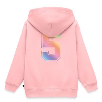 5 Zahl Bunt - Kinder Premium Organic Hoodie - Rosa - Hinten - AI Model Kid Female (0cm)