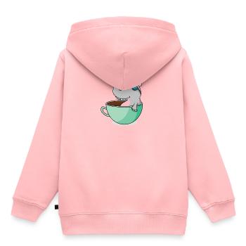 Hippo se refroidit dans sa tasse pour se rafraîchir - Sweat Premium à capuche enfant bio - rose - Dos - AI Model Kid Female (0cm)