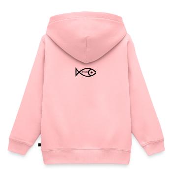 Christentum Jesus Fisch - Kinder Premium Organic Hoodie - Rosa - Hinten - AI Model Kid Female (0cm)