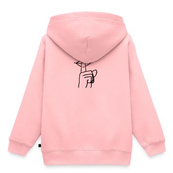 Masque quotidien bouche doigt silencieux - Sweat Premium à capuche enfant bio - rose - Dos - AI Model Kid Female (0cm)