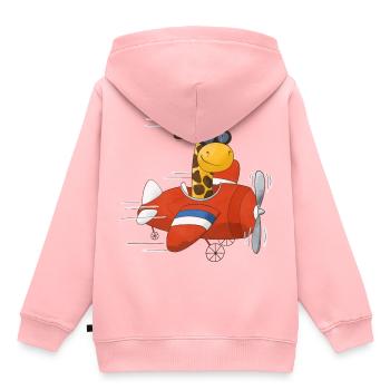 Giraffe Pilot rotes Flugzeug Flieger Kinder Motive - Kinder Premium Organic Hoodie - Rosa - Hinten - AI Model Kid Female (0cm)