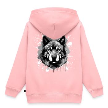 Tête de chien Akita - Sweat Premium à capuche enfant bio - rose - Dos - AI Model Kid Female (0cm)