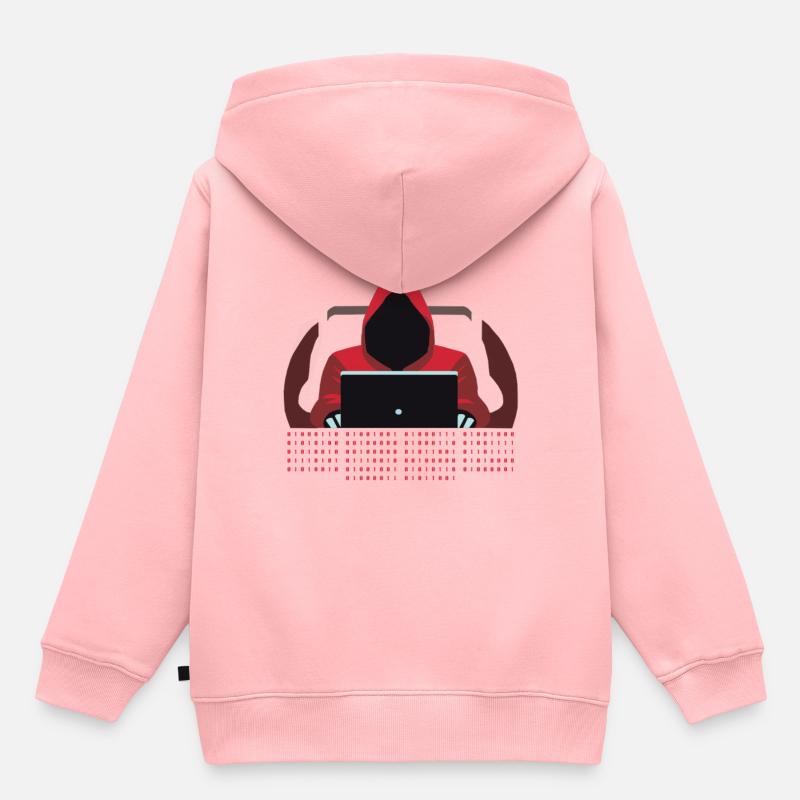 Hacker Binary Code - Kids Premium Organic Hoodie - rose