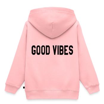 Bonnes vibrations - Sweat Premium à capuche enfant bio - rose - Dos - AI Model Kid Female (0cm)