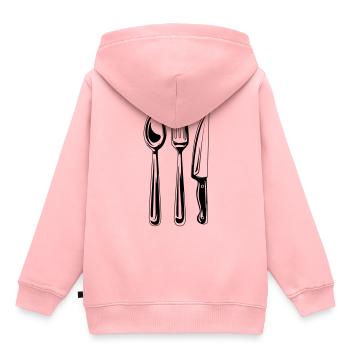symbole de couverts - Sweat Premium à capuche enfant bio - rose - Dos - AI Model Kid Female (0cm)