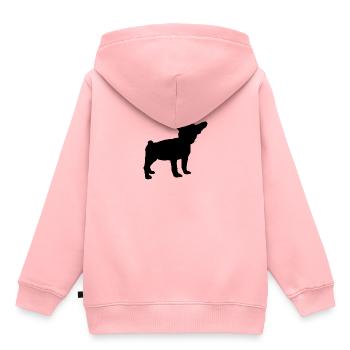 BOULEDOGUE FRANÇAIS OMBRE - Sweat Premium à capuche enfant bio - rose - Dos - AI Model Kid Female (0cm)