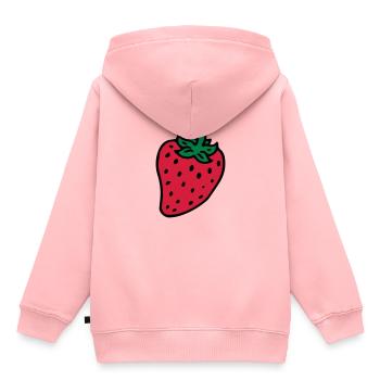 Erdbeere Strawberry Beere - Kinder Premium Organic Hoodie - Rosa - Hinten - AI Model Kid Female (0cm)