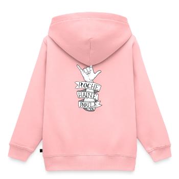Grobe Übersetzung # 2 - Kinder Premium Organic Hoodie - Rosa - Hinten - AI Model Kid Female (0cm)