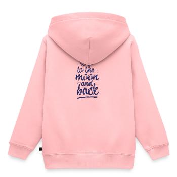 Liebe dich "zum Mond und zurück" - Jeansblau - Kinder Premium Organic Hoodie - Rosa - Hinten - AI Model Kid Female (0cm)