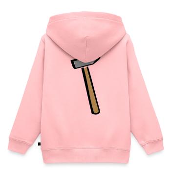 Outil bricoleur - Outil artisan - marteau - Sweat Premium à capuche enfant bio - rose - Dos - AI Model Kid Female (0cm)
