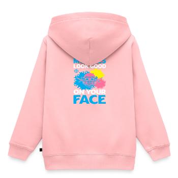Mes balles ont l’air bien sur ton visage Drôle paintball - Sweat Premium à capuche enfant bio - rose - Dos - AI Model Kid Female (0cm)