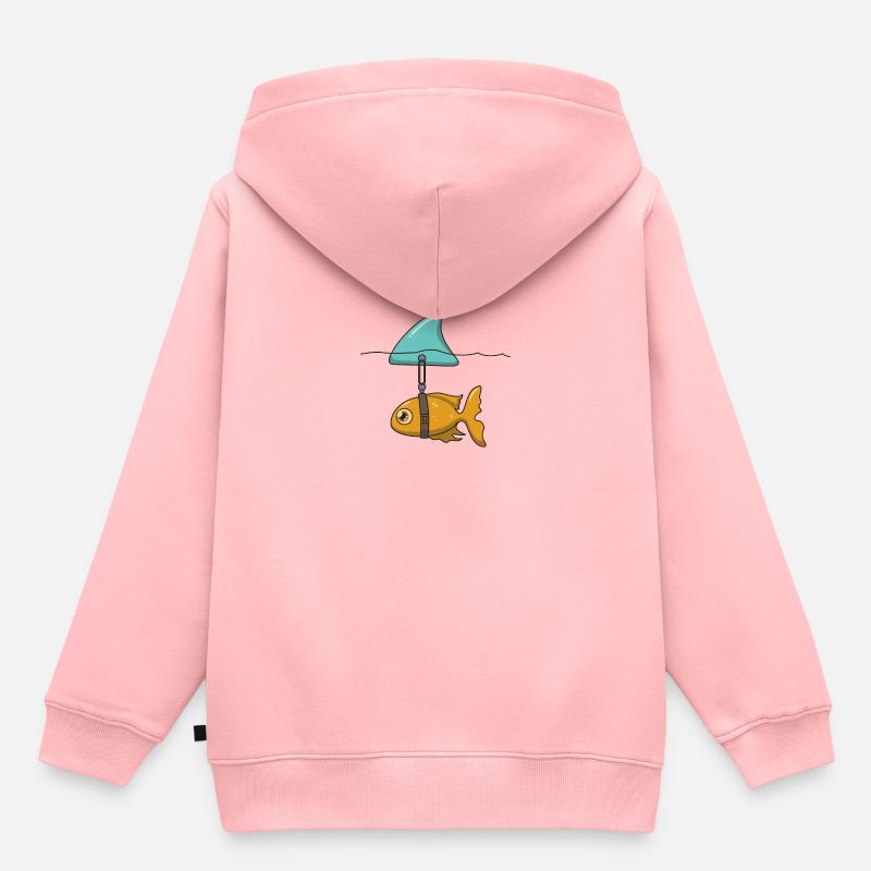 Poisson avec aileron de requin - Sweat Premium à capuche enfant bio - rose