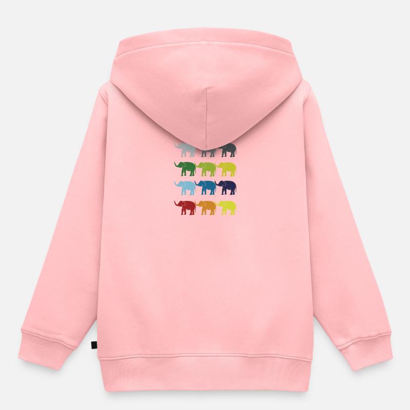 Néon Pop Art Retro Elephant Idée cadeau d’éléphant - Sweat Premium à capuche enfant bio - rose
