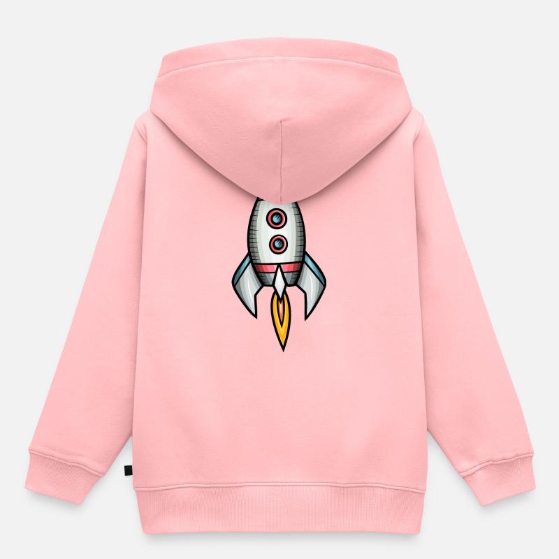 Fusée de dessin animé - Sweat Premium à capuche enfant bio - rose