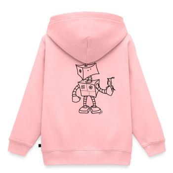 Netter Roboter & Vogel - Kinder Premium Organic Hoodie - Rosa - Hinten - AI Model Kid Female (0cm)