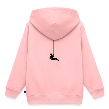 Kletterer Silhouette abseilen klettern T-Shirts - Kinder Premium Organic Hoodie - Rosa - Hinten - AI Model Kid Female (0cm)
