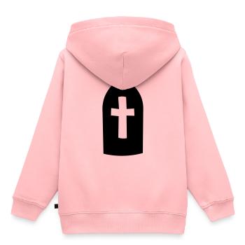 Grabstein mit Kreuz / gravestone / Halloween - Kinder Premium Organic Hoodie - Rosa - Hinten - AI Model Kid Female (0cm)