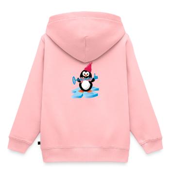Pinguin beim Sondeln mit Metalldetektor in Arktis - Kinder Premium Organic Hoodie - Rosa - Hinten - AI Model Kid Female (0cm)