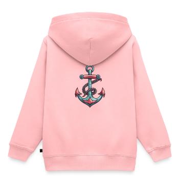 Anker Hafen - Kinder Premium Organic Hoodie - Rosa - Hinten - AI Model Kid Female (0cm)