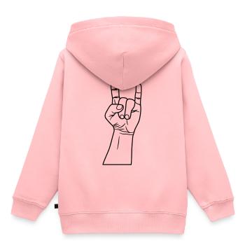 Rocker rock hard rock rocker salutation métal - Sweat Premium à capuche enfant bio - rose - Dos - AI Model Kid Female (0cm)