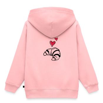 j'aime le symbole de la nourriture croissant coeur - Sweat Premium à capuche enfant bio - rose - Dos - AI Model Kid Female (0cm)