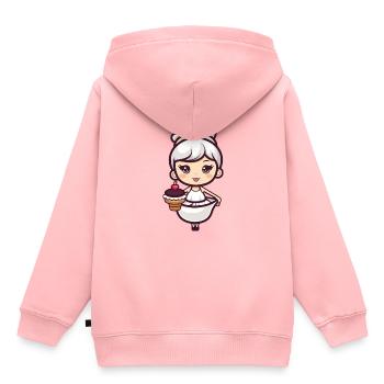 Pâtisserie Fée Fée Pâtisserie Gâteau - Sweat Premium à capuche enfant bio - rose - Dos - AI Model Kid Female (0cm)