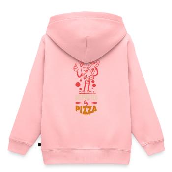 Facilement distrait par la pizza - Sweat Premium à capuche enfant bio - rose - Dos - AI Model Kid Female (0cm)