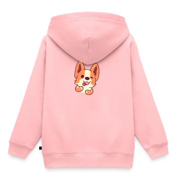 Welsh Corgi Sticker - Sweat Premium à capuche enfant bio - rose - Dos - AI Model Kid Female (0cm)
