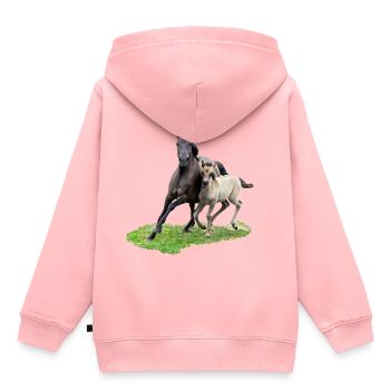 Dülmener Wildpferde Stute mit Fohlen im Galopp - Kinder Premium Organic Hoodie - Rosa - Hinten - AI Model Kid Female (0cm)