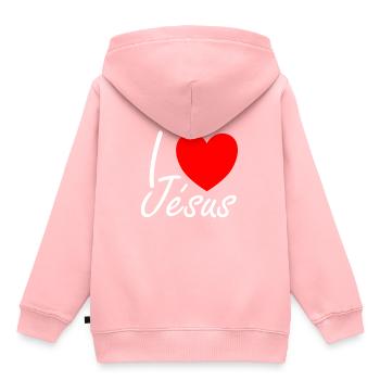 I love Jesus - Kinder Premium Organic Hoodie - Rosa - Hinten - AI Model Kid Female (0cm)