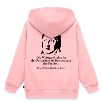 Hegel: L'histoire du monde est le progrès dans - Sweat Premium à capuche enfant bio - rose - Dos - AI Model Kid Female (0cm)
