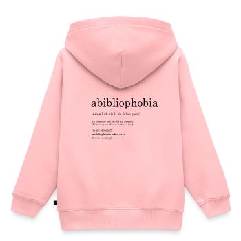 définition abibliophobia - Sweat Premium à capuche enfant bio - rose - Dos - AI Model Kid Female (0cm)