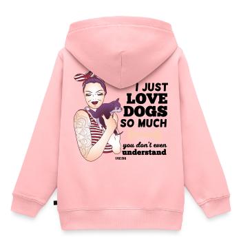 Hundemama tätowiert Welpe Knochen - Kinder Premium Organic Hoodie - Rosa - Hinten - AI Model Kid Female (0cm)