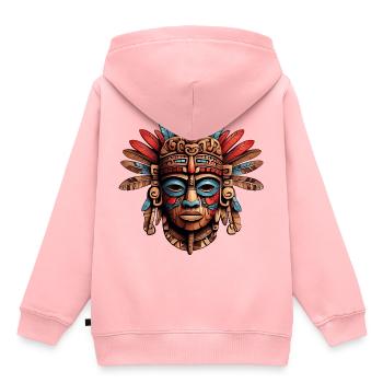 Kunstvolle geschnitzte Azteken, Maya, Inka Maske - Kinder Premium Organic Hoodie - Rosa - Hinten - AI Model Kid Female (0cm)